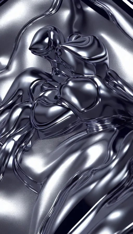 Image similar to hyperfuturism abstract 3 d object, liquid metal, anthropomorphic, chrome, fur, octane render, high detail, centred