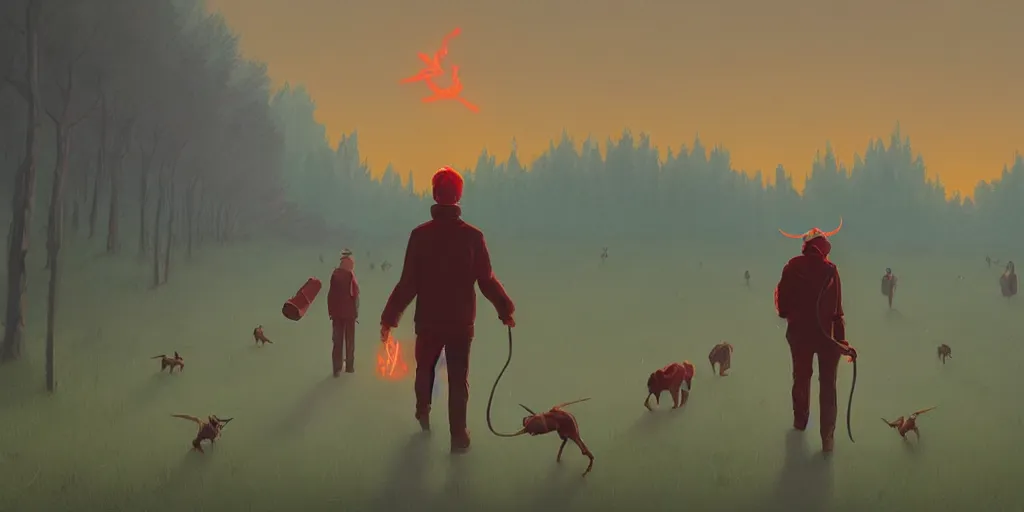 Prompt: Satan, walking through heaven, a fantasy digital Painting by Simon Stalenhag