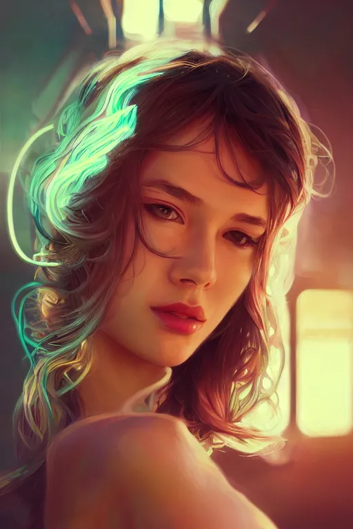 Image similar to portrait beautiful formula one racer Girl, at racer track, formula one car, ssci-fi, fantasy, intricate, very very beautiful, elegant, human anatomy, neon light, highly detailed, digital painting, artstation, concept art, soft light, smooth, sharp focus, illustration, art by tian zi and WLOP and alphonse mucha