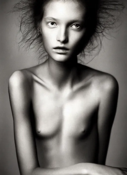 Image similar to close - up portrait of beautyful girl, fine art photo portrait by paolo roversi,