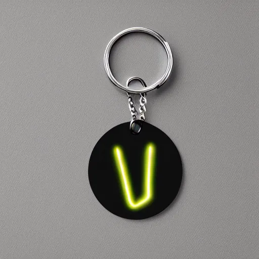 Image similar to glowing l on a keychain, futuristic, plan background