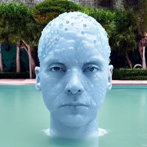 Image similar to a sculpture made of water in the shape of a human head, on the ocean water, water manipulation, behance, artstation, cinematic, in the style of johnson tsang, long shot, hyper detailed, hyper realistic, ray tracing, 8 k resolution, sharp focus, realistic water, award winning