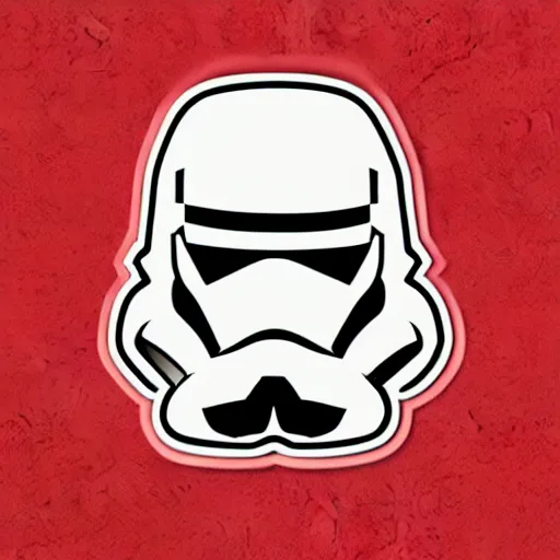 Image similar to a sticker illustration of a samurai wearing a clone trooper helmet, colourful