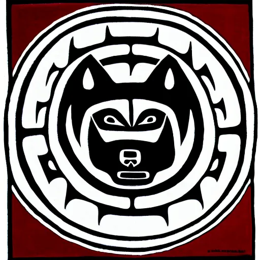 Image similar to wolf. pacific northwest coast, haida gwaii, formline, native art, tribal art, haida, clean, symmetrical