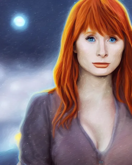 Prompt: a digital painting anime style of Bryce Dallas Howard, in the style of Sakimichan, highly detailed and intricate, 8k, cinematic lighting