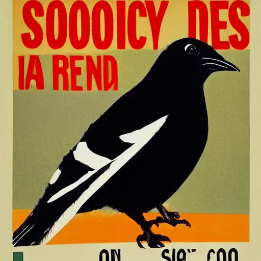 Prompt: psa poster, warning, beware of swooping magpies,