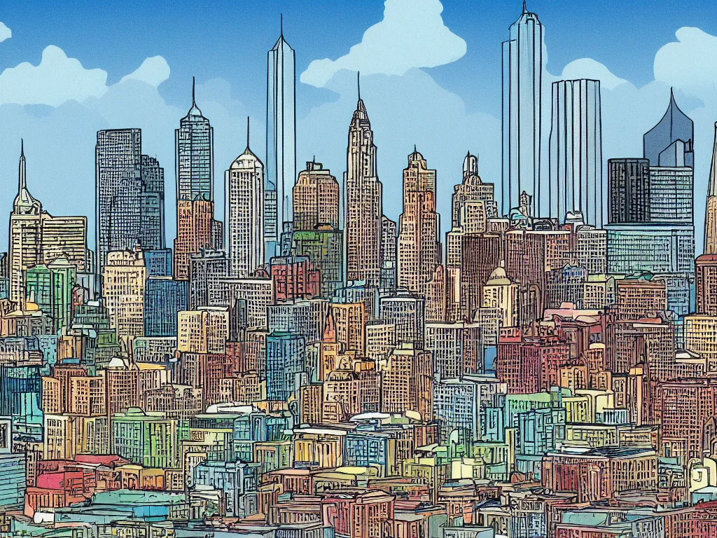 Image similar to extremely detailed illustration of the milwaukee skyline in the style of bill watterson