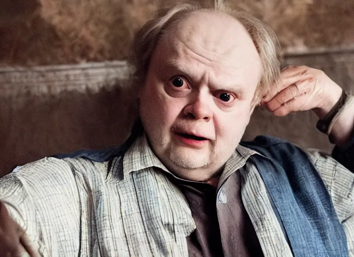 Image similar to First image from Guillermo del Toro's new film Blackadar, starring Toby Jones as a thrill-seeking alcoholic retiree in 1970s Idaho. Cinematography by Dan Laustsen, shot on Kodak Vision 200T. 8k print.