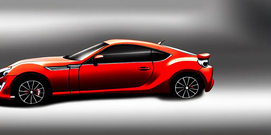 Image similar to hybrid design of Toyota gt86 2015 and Aston Martin 2022. No background, concept art style.