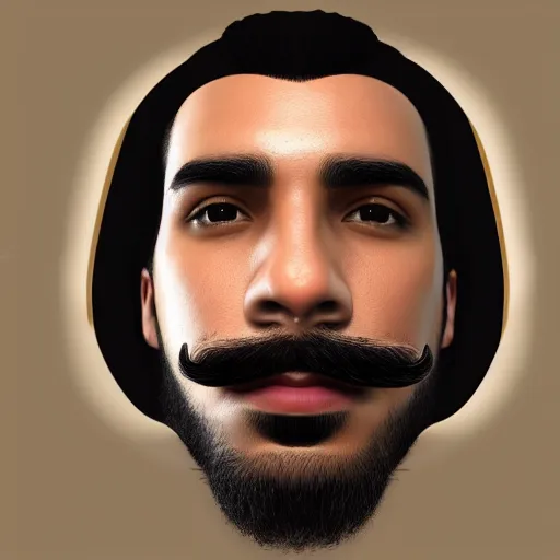 Image similar to Instagram Selfie of a handsome Latino male with tan shiny skin, well-gelled hair, a moustache and beard, first-person view, photorealistic imagery, trending on artstation, 4k, 8k