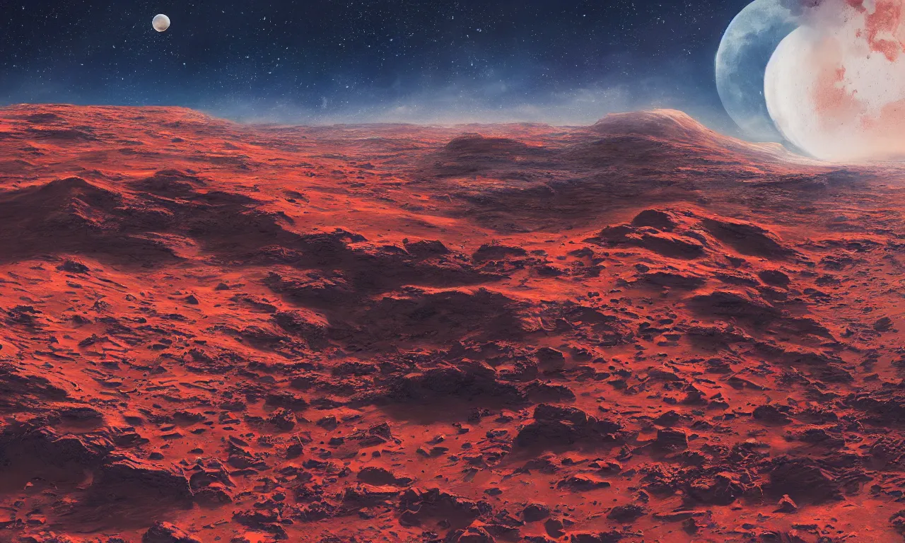 Image similar to mars and moon ground by alena aenami artworks in 4 k