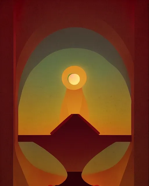 Prompt: art deco illustration of the most beautiful beautiful sunset, artstation, deviantart, pinterest, 5 0 0 px