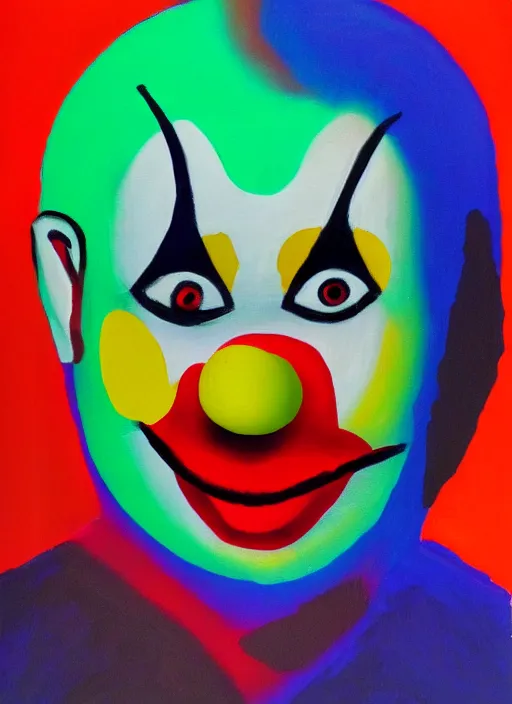 Prompt: clown, asymmetric, acrylic paint, brushstroke marks, depth