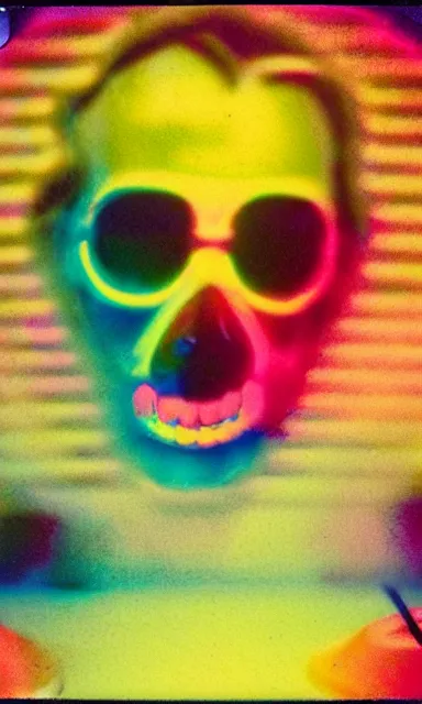 Image similar to colorful chromatic abberation, 9 0 s toy commercial, photo from the 7 0 s, horror lighting, neon lighting, polaroid photo,