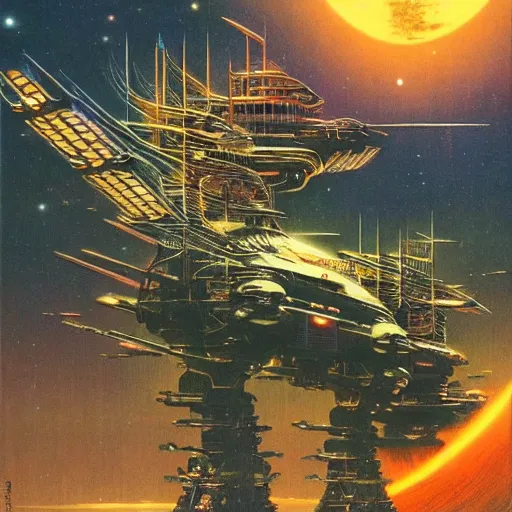 Image similar to sci - fi shogun, art by bruce pennington