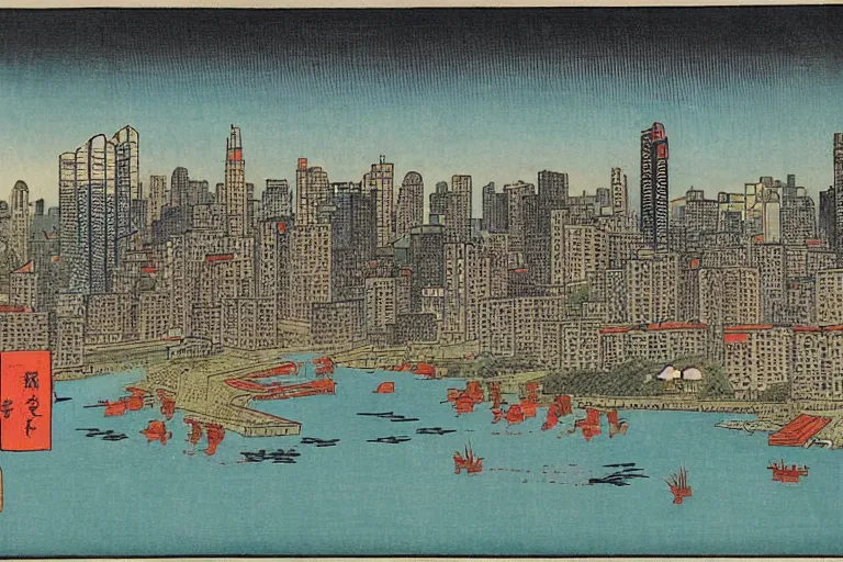 Image similar to New York city by Utagawa Hiroshige