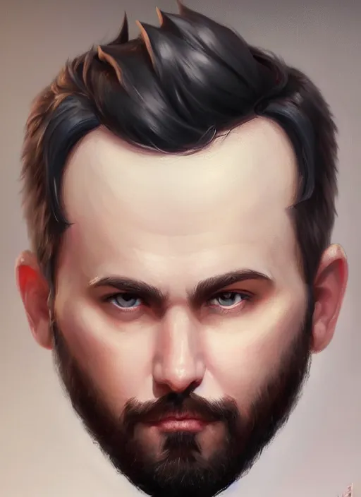 Image similar to a _ fantasy _ style _ portrait _ painting _ of white male short black hair chubby disconnected beard round face, rpg dnd oil _ painting _ unreal _ 5 _ daz. _ rpg _ portrait _ extremely _ detailed _ artgerm _ greg _ rutkowski _ greg