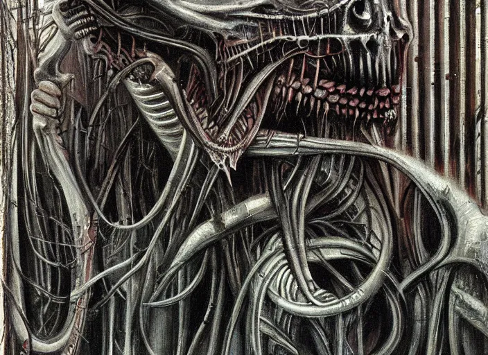 Image similar to necronom vi painting by h. r. giger