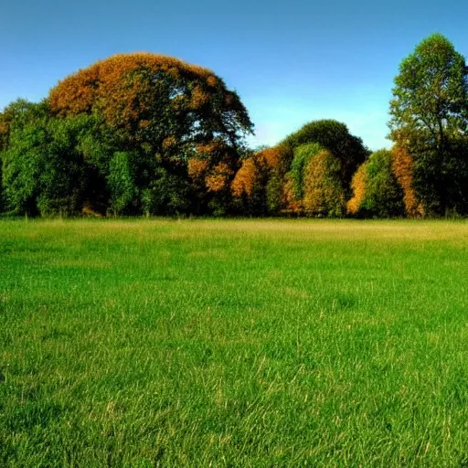 Prompt: wide grassy field late afternoon relaxing slightly cloudy day autumn 2005