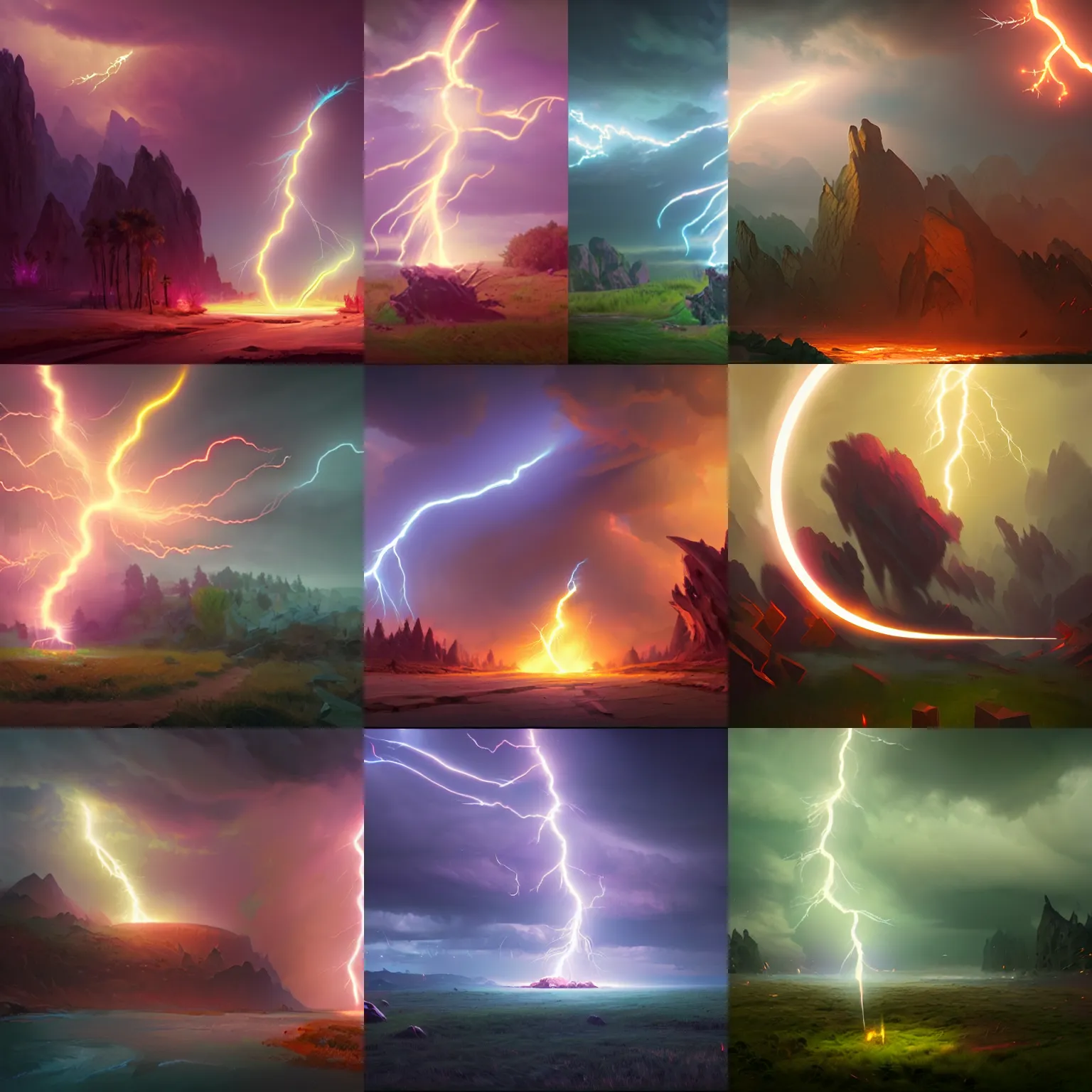 Prompt: lightning strike vfx, diagonal, hearthstone colour style, by greg rutkowski