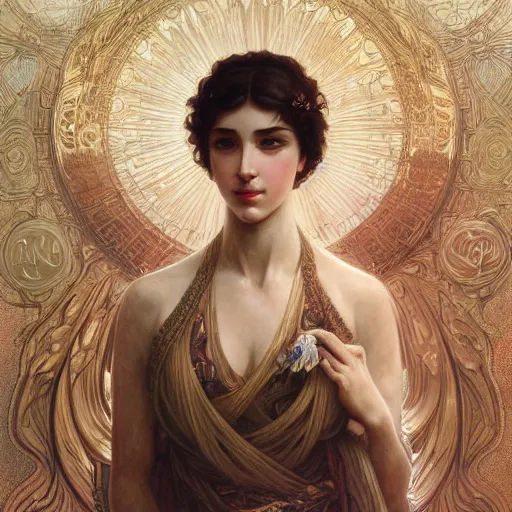 Image similar to portrait of slavic goddess, intricate, elegant, highly detailed, digital painting, artstation, concept art, smooth, sharp focus, illustration, art by artgerm and greg rutkowski and alphonse mucha and william - adolphe bouguereau