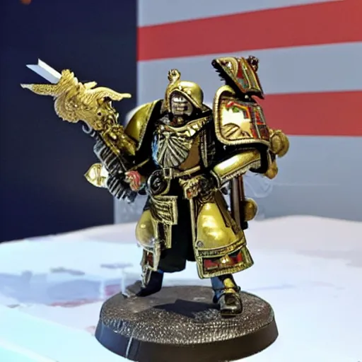 Image similar to God Emperor BongBong Marcos, Warhammer 4K armor,