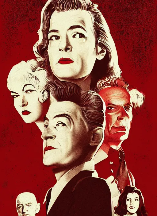 Prompt: twin peaks movie poster art by don brautigam