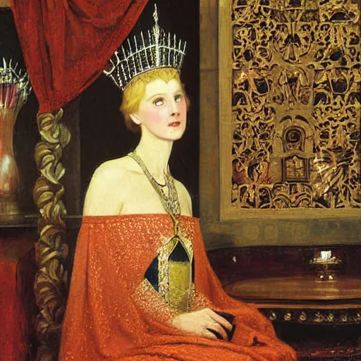 Image similar to Pre-Raphealite painting of a medieval princess by John Collier