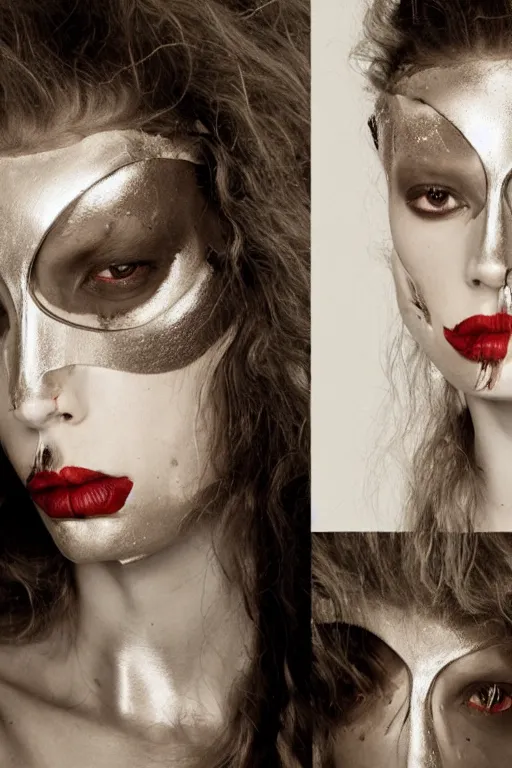 Image similar to margiela campaign featuring ark bumpy roose as a female cowgirl, long eyeslashes, big juicy lips, big seductive eyes