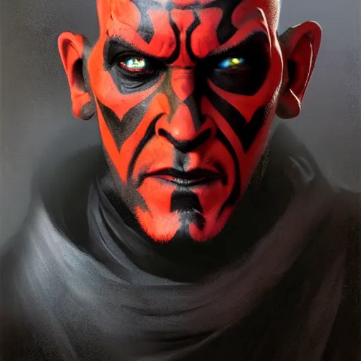 Image similar to darth maul, realistic, portrait, intricate, detailed, volumetric lighting, scenery, digital painting, highly detailed, artstation, sharp focus, illustration, concept art, ruan jia, steve mccurry