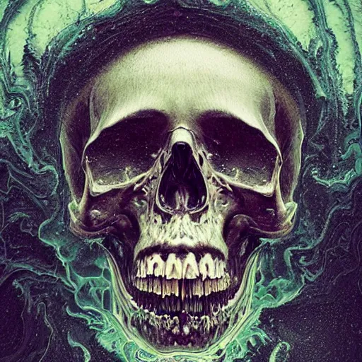 Image similar to portrait_of_a_melting_skull._intricate_abstract._intricate_artwork._by_Tooth_Wu_wlop_beeple_dan_mumford._octane_render_trending_on_artstat