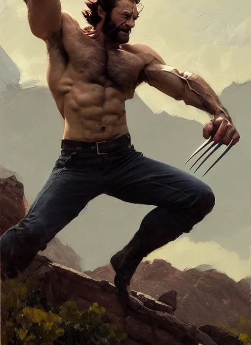 Image similar to portrait of wolverine, forest, calm, fantasy character portrait, dynamic pose, above view, sunny day, thunder clouds in the sky, artwork by Jeremy Lipkin and Giuseppe Dangelico Pino and Michael Garmash and Rob Rey, very coherent symmetrical artwork, sharp edges, perfect face, simple form, 100mm