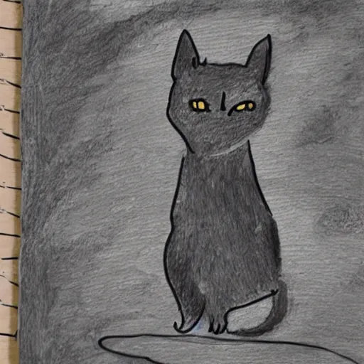 Image similar to A crying painter screams at a canvas, on the canvas is a simple stick figure drawing of a cat