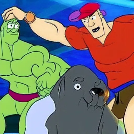 Image similar to a still of john cena in an episode of scooby - doo,