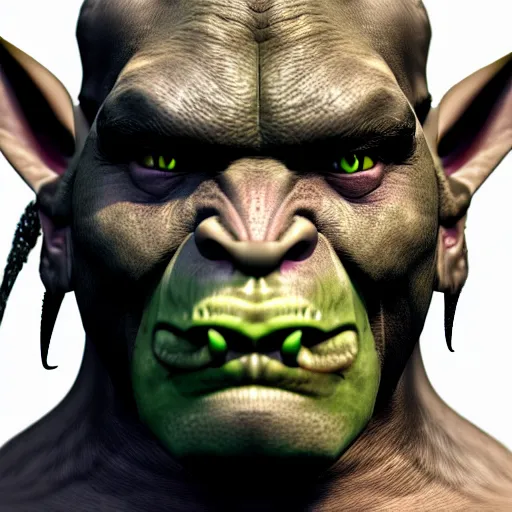 Image similar to a photorealistic portrait shot of a fantasy orc