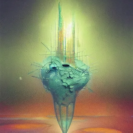 Image similar to everything is connected. digital artwork by vincent bons, beeple, michael whelan, remedios varo and gerardo dottori. grainy and rough. interesting pastel colour palette. beautiful light. oil and water colour based on high quality render.