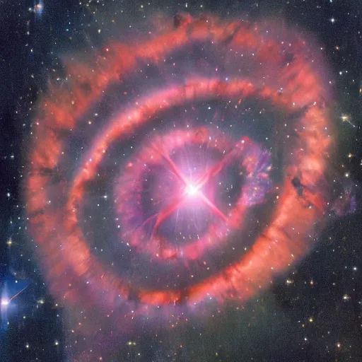 Prompt: magic realism by charles addams random. illustration. ngc 7 2 9 3 helix nebula in intrared by vista telescope, chile.