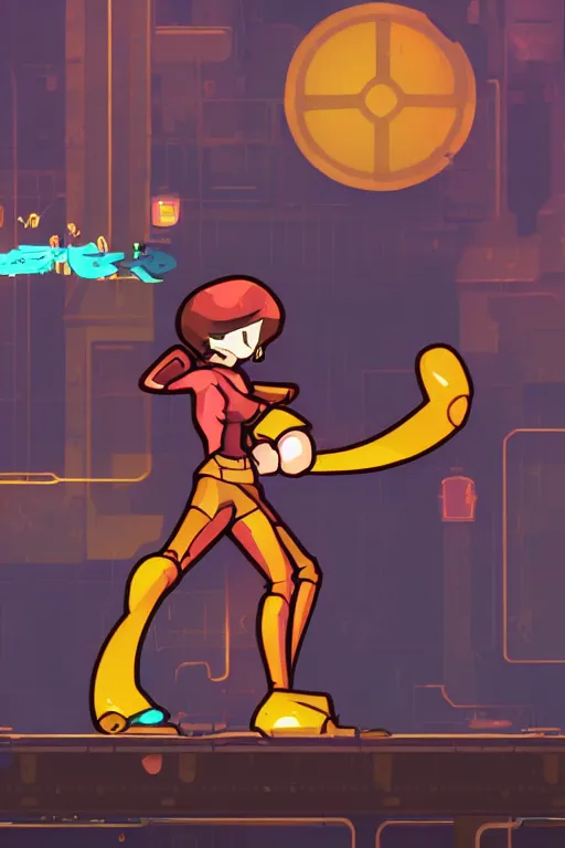 Image similar to an in game portrait of robin from iconoclasts, iconoclasts art style.