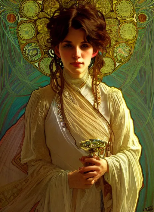 Prompt: self portrait of stable diffusion ai, intricate, elegant, highly detailed, lighting, painting, artstation, smooth, illustration, art by greg rutowski and alphonse mucha