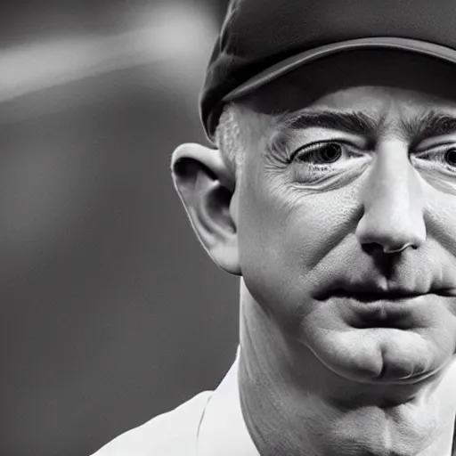 Image similar to closeup of jeff bezos who has a dirty face on the street experiencing homelessness