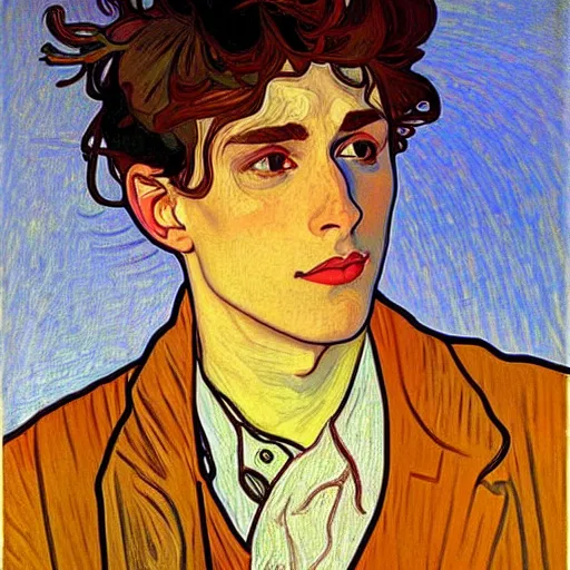 Prompt: painting of handsome young delicate beautiful jeffrey in his 2 0 s with brown hair and gorgeous rina together at the pumpkin patch in october, elegant, clear, painting, stylized, art, art by alphonse mucha, vincent van gogh, egon schiele