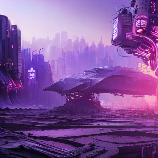 Image similar to a beautifully hyperdetailed matte painting of a Cyberpunk squid a scorched landscape emitting Violet and White blue energy, dusk, art by Albert Bierdstat, and Raphael Lacoste and Dave Noton, 4k, unreal engine, trending on artstation