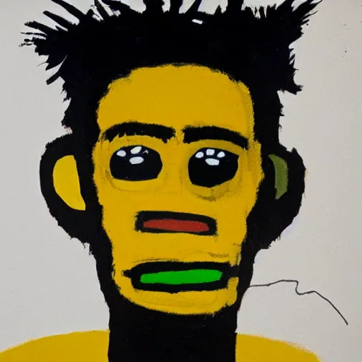 Image similar to basquiat portrait of a minimalist monkey