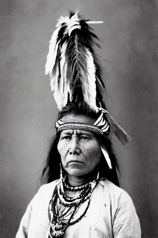 Prompt: “Color Photo of Native American indian woman, portrait, skilled warrior of the Chiricahua Apache, Lozen was the sister of Victorio a prominent Chief, wearing traditional clothing, showing pain and sadness on her face, realistic, detailed, shot like National Geographic”