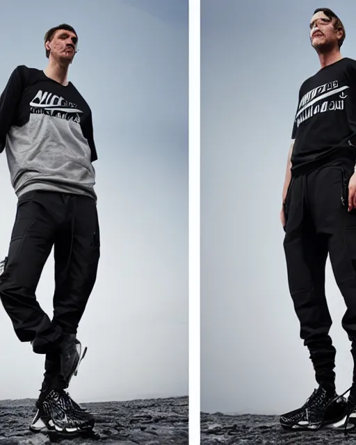 Image similar to Medium shot of Erolson Hugh wearing Nike ACG+Acronym P31-DS Pants in the style of greg rutkowski