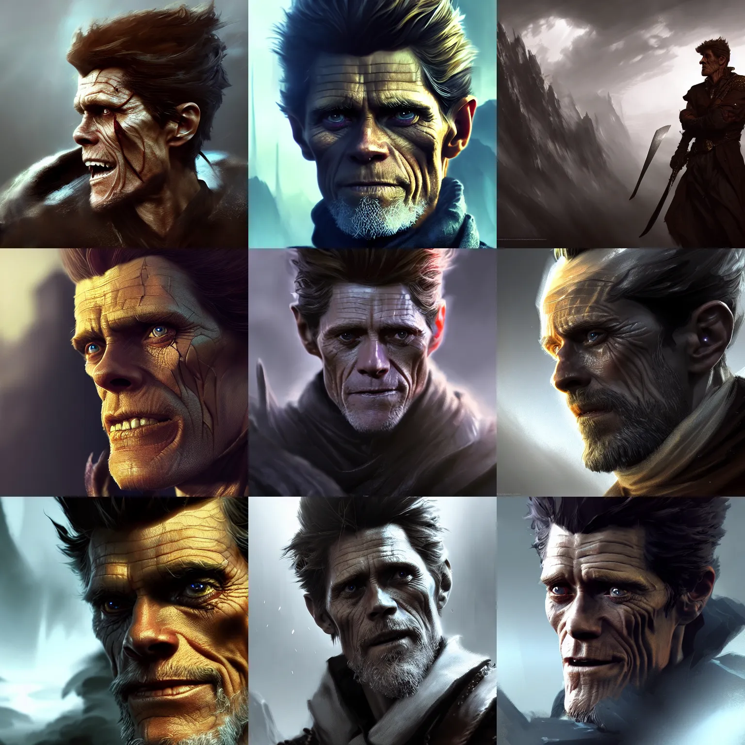 Prompt: d&d fantasy assassin Willem Dafoe, digital painting, artstation, concept art, Craig Mullins, Breathtaking, 8k resolution, extremely detailed, beautiful, establishing shot, artistic, hyperrealistic, octane render, cinematic lighting, dramatic lighting, masterpiece, light brazen, extremely detailed and beautiful face