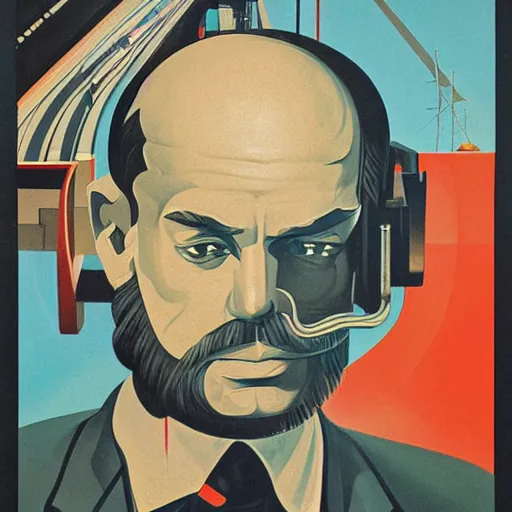 Image similar to a detailed and complex, highly detailed, concept art, soviet propaganda poster depicting a software developer. painting by irakli toidze