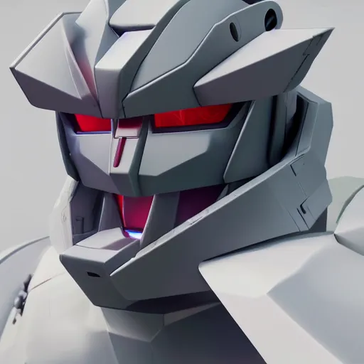 Image similar to gundam head, v - fin, octane render, soft light, mekka, behance, vector, highly detailed illustration, realistic, custom design, dribbble. com, by secondsyndicate studio,