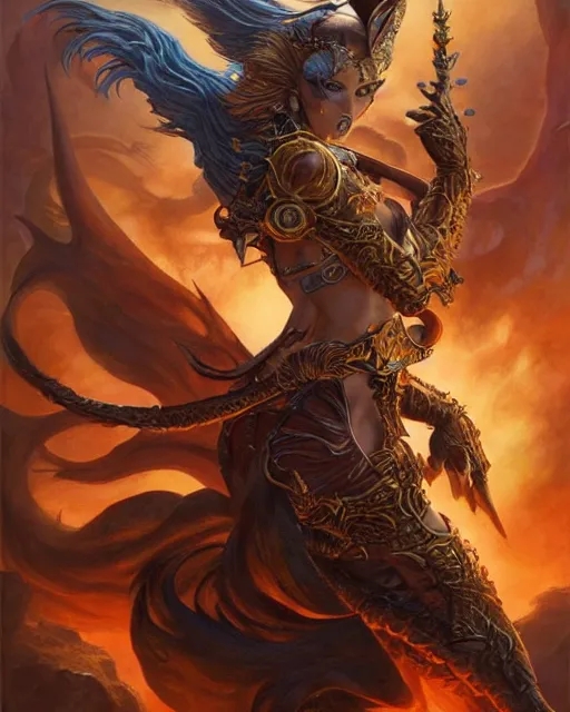 Image similar to a fantasy fox warrior, art by artgerm, boris vallejo, karol bak, mark brooks, donato giancola, bayard wu, 4 k, hires, focus