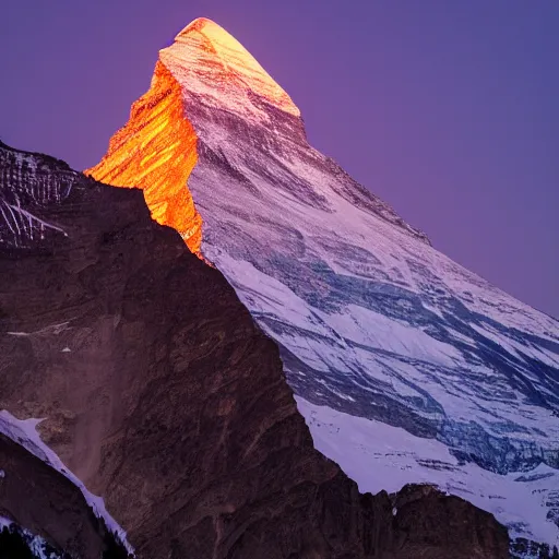 Image similar to illumination of the matterhorn in the colors of indian flag, projected illuminated on the matterhorn mountain at night